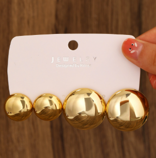Gold Half-Ball Dome Earrings
