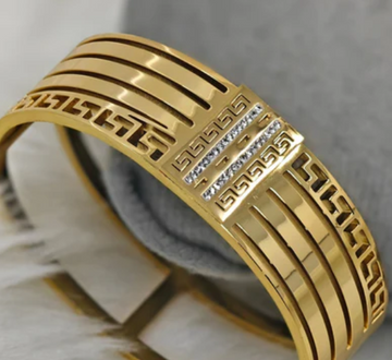 Greek Key Gold Cuff Bracelet