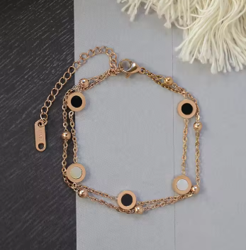 Double Layer Roman Numeral Charm Bracelet