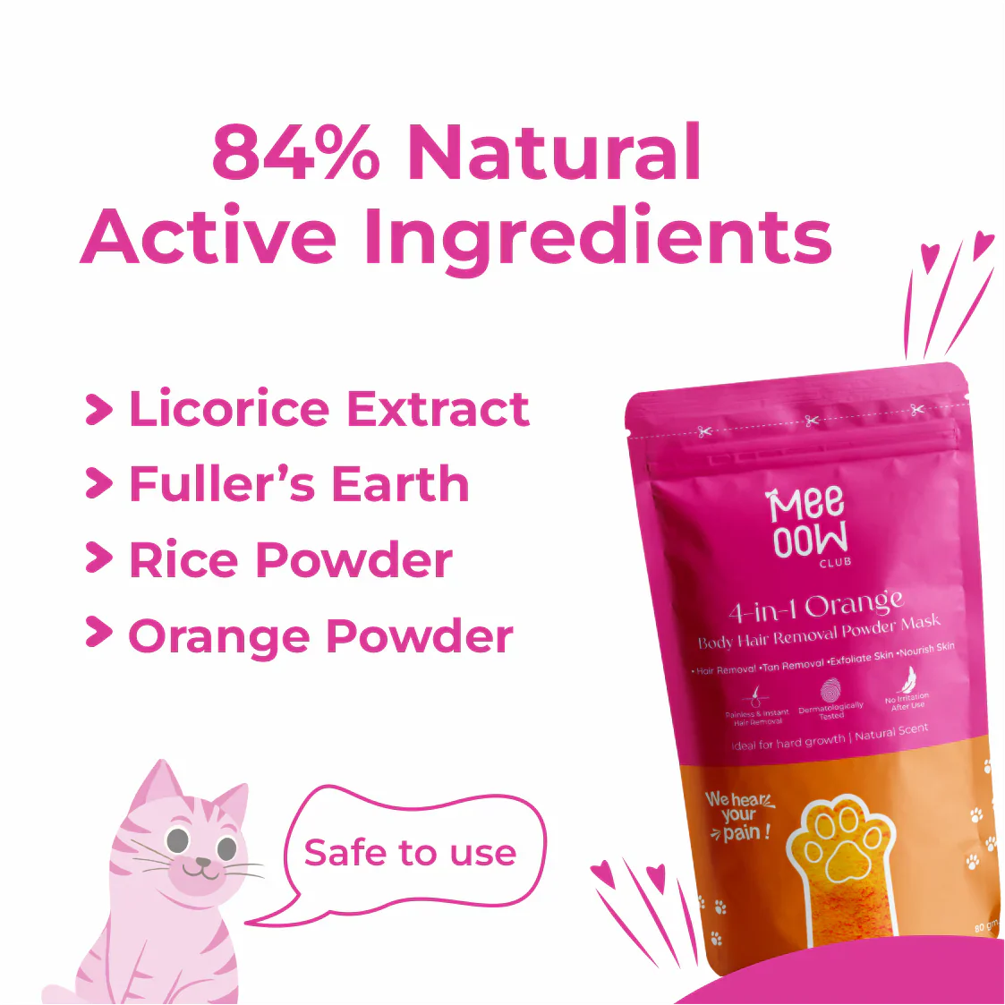 4-in-1 Turmeric Bikini Hair Removal Wax Powder Mask | Fee Delivery